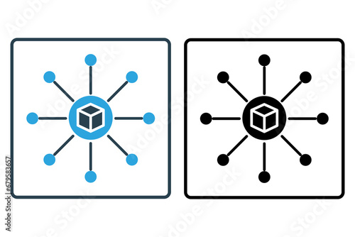 blockchain technology icon. solid icon style. simple vector design editable