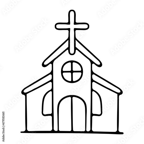 Church with a wooden cross. Christian Catholic or Orthodox Church. Christmas concept. Religion, god, jesus christ, prayer, resurrection, sunday.