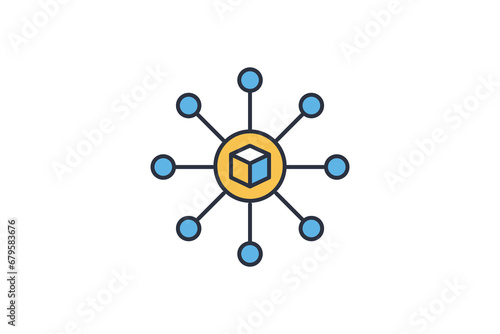 blockchain technology icon. line icon style. simple vector design editable