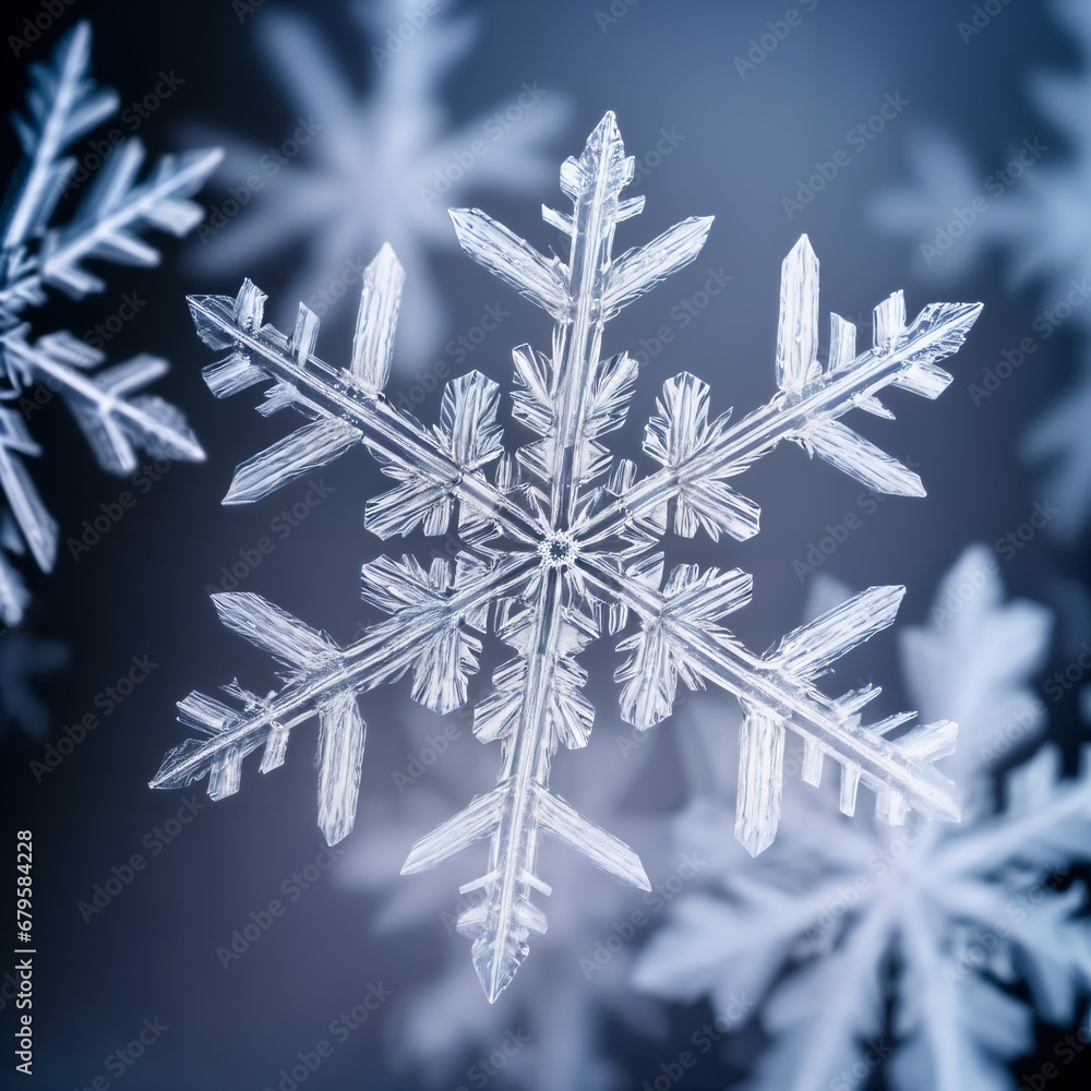 snowflake macro close-up, created using AI generative technology snowflake macro close-up, created using AI generative technology