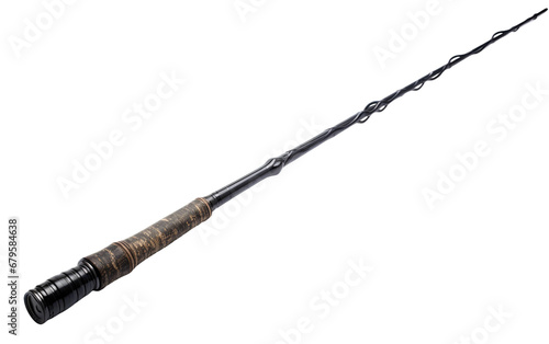 Black Bamboo Fishing Rod On Isolated Background photo