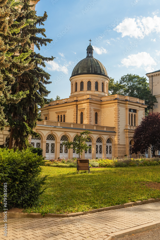 Majestic Neoclassical Church Amidst Nature in Czech Republic. St. Anne's Hospital. Czech Republic, Brno.
