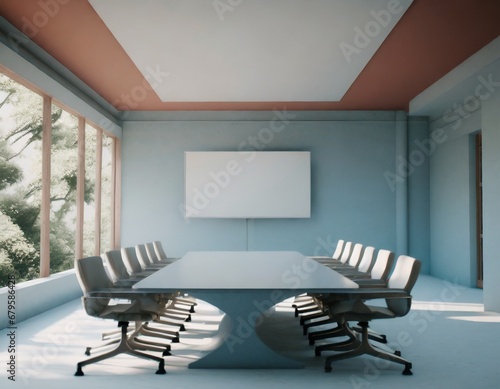 screen projector board in classroom for the video for students, business presentation .