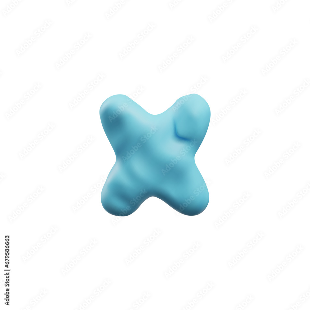 Cute blue letter X plasticine art, realistic 3D vector icon on white Cute blue letter X plasticine art, realistic 3D vector icon on white
