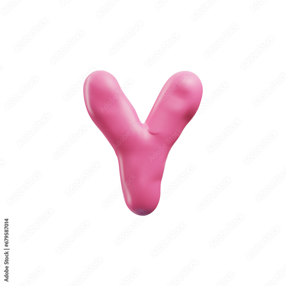 Plasticine pink capital letter Y of English alphabet, vector 3D font symbol from dough, clay texture education sculpting Plasticine pink capital letter Y of English alphabet, vector 3D font symbol from dough, clay texture education sculpting
