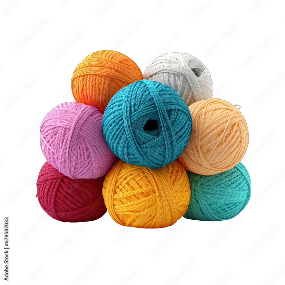 Yarn Balls of Different Colors Isolated on Transparent or White Background, PNG Yarn Balls of Different Colors Isolated on Transparent or White Background, PNG
