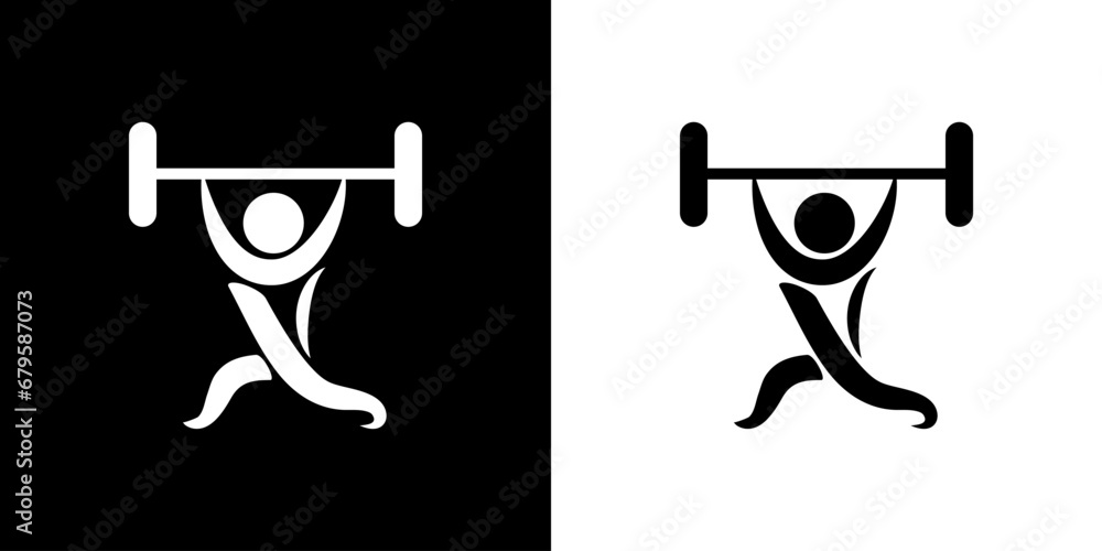Pictogrammes représentant un athlète soulevant à l'arraché des altères, une des disciplines des compétitions d’haltérophilie. Pictogrammes représentant un athlète soulevant à l'arraché des altères, une des disciplines des compétitions d’haltérophilie.