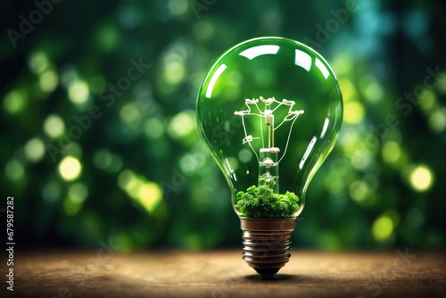the light bulb green energy for technology environmental friendly renewable energy concept. ai generative