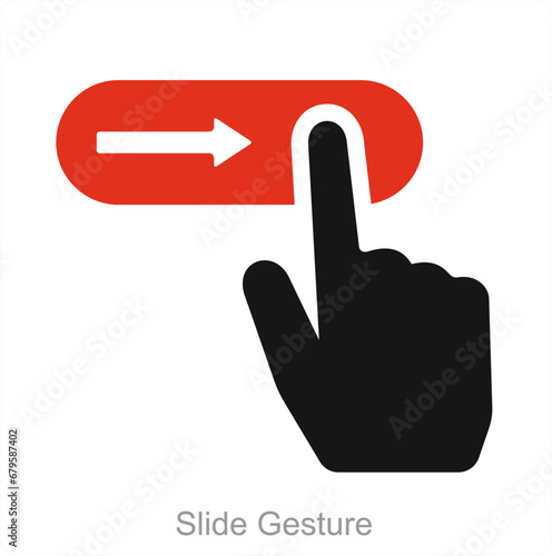 Slide Gesture and hand icon concept