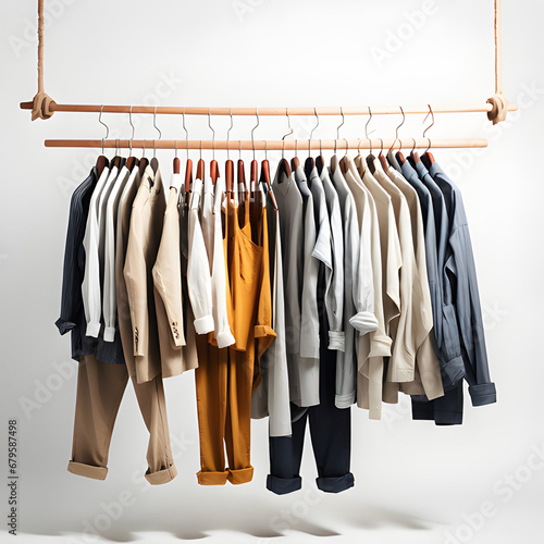 clothes hanging on hangers © BestSong