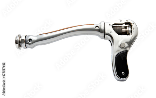 Magnificent White Motorcycle Grip and Lever Isolated on Transparent Background PNG.