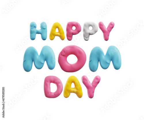 Mothers day volumized inscription realistic vector illustration isolated.