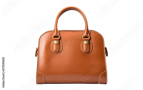 Brown Color Top Handle Bag Isolated on Transparent Background PNG.