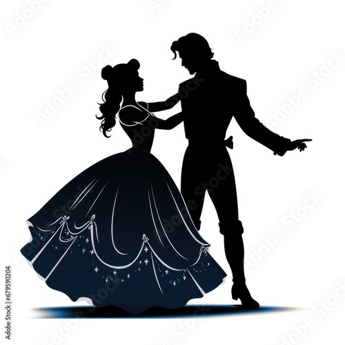 A silhouette of a man and a woman dancing