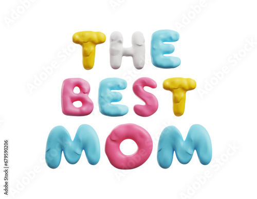Lettering for mothers day in plasticine art, realistic 3D vector on white