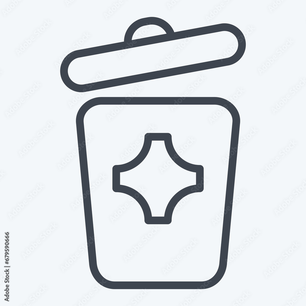 Icon Trash Can. suitable for City Park symbol. line style. simple design editable. design template vector. simple illustration Icon Trash Can. suitable for City Park symbol. line style. simple design editable. design template vector. simple illustration