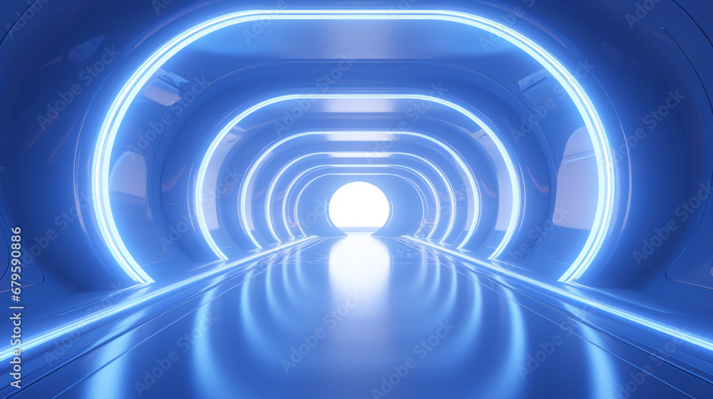 Empty blue futuristic tunnel. Technology Design. Empty blue futuristic tunnel. Technology Design.