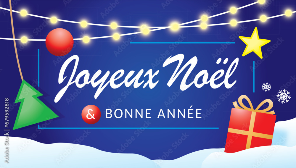 Naklejka premium CARTE JOYEUX NOEL SOUS LA NEIGE