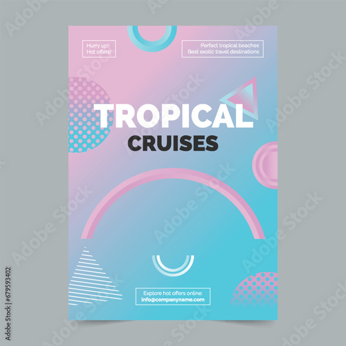 Tropical Cruises Flyer Template. A clean, modern, and high-quality design of Flyer vector design. Editable and customize template flyer (ID: 679593402)