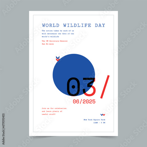 Wildlife Day Celebration Flyer Template. A clean, modern, and high-quality design of Flyer vector design. Editable and customize template flyer (ID: 679593403)