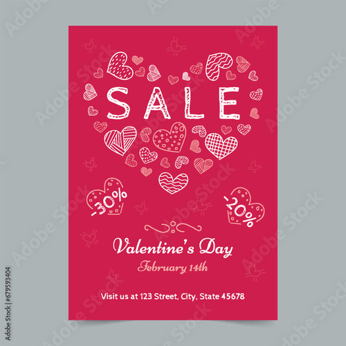 Valentine Day Shop Sale Flyer Template. A clean, modern, and high-quality design of Flyer vector design. Editable and customize template flyer (ID: 679593404)