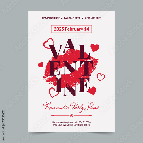 Valentine Day Flyer Template. A clean, modern, and high-quality design of Flyer vector design. Editable and customize template flyer (ID: 679593407)