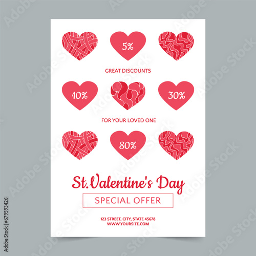 Valentine Day Sale Flyer Template. A clean, modern, and high-quality design of Flyer vector design. Editable and customize template flyer (ID: 679593426)