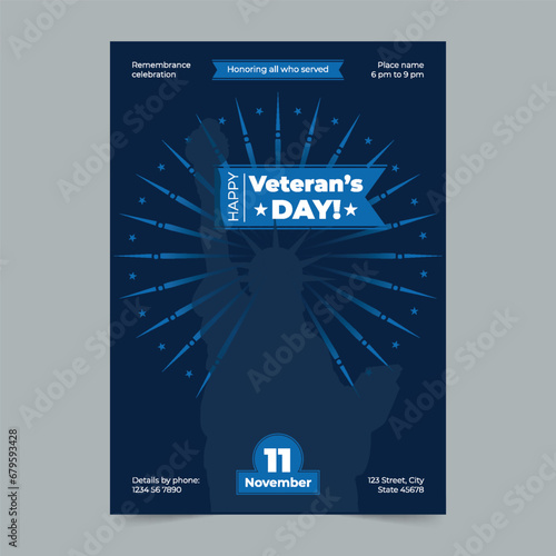 Veterans Day Event Flyer Template. A clean, modern, and high-quality design of Flyer vector design. Editable and customize template flyer (ID: 679593428)