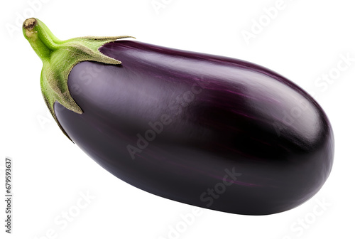 Realistic Ripe eggplant. Eggplant isolated on white background close-up. Fresh eggplant from garden. Vegetarian food.