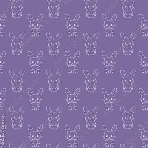 Little bunny seamless pattern. Cute rabbit sitting. © Tanita