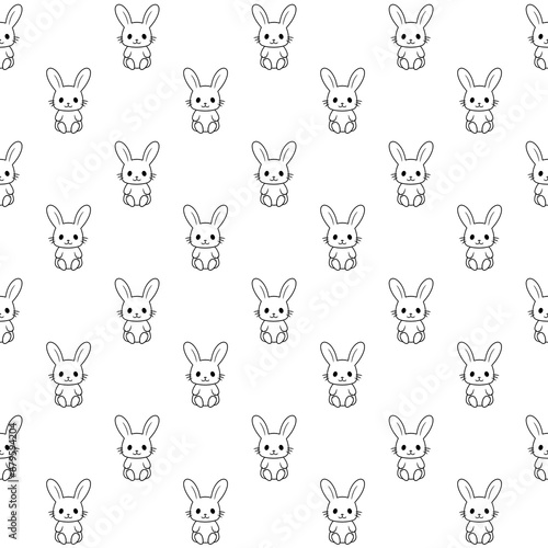 Little bunny seamless pattern. Cute rabbit sitting.
