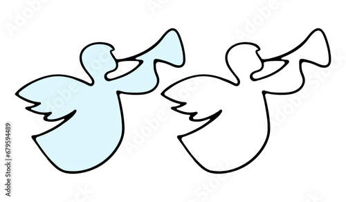 Flying angel messenger. Holiday, new year, Christmas, celebrate, day. New 2024 year. vector illustration