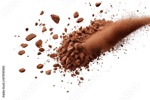 Flying Coffee Powder Scattered On Transparent Background photo