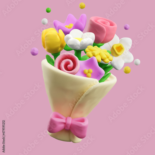 Plasticine molded flower bouquet.