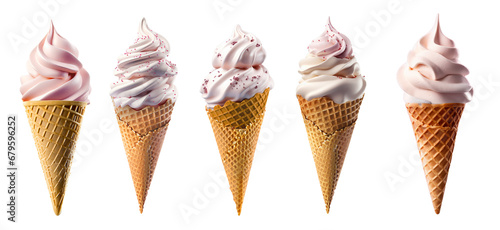 ice cream on empty background, isolated background. variety of ice cream with different shapes, texture and flavour, collection of delicious food theme