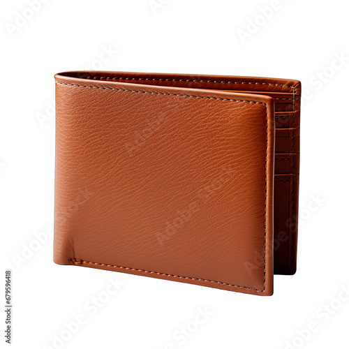Leather Wallet Isolated on Transparent or White Background, PNG