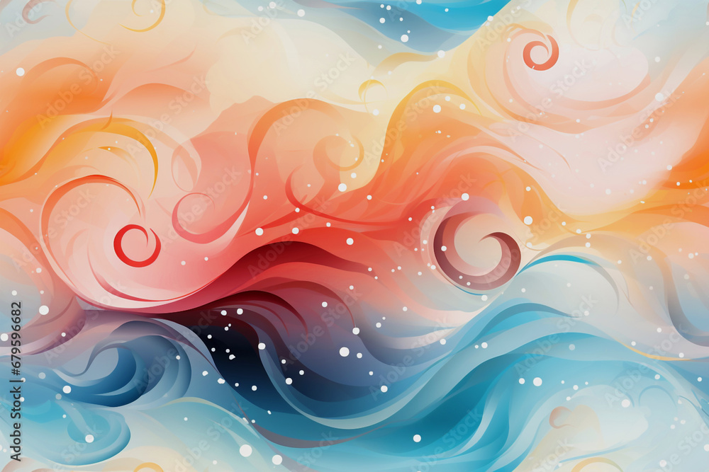 Naklejka premium abstract background with pastel pink blue and yellow waves and swirls