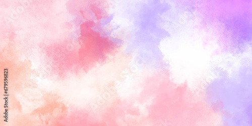 Pink, Blue sky with clouds and Abstract watercolor digital art painting for texture background Blue watercolor concept, vector. Soft watercolor. Abstract colorful blue background. Beautiful blue water