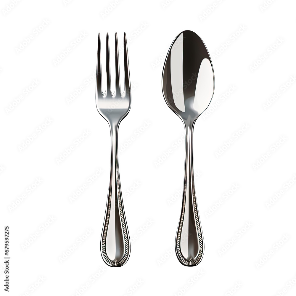 Spoon and Fork Isolated on Transparent or White Background, PNG Spoon and Fork Isolated on Transparent or White Background, PNG