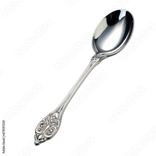 Silver Spoon Isolated on Transparent or White Background, PNG