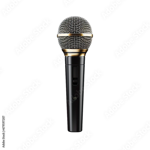 Microphone on Stand Isolated on Transparent or White Background, PNG photo