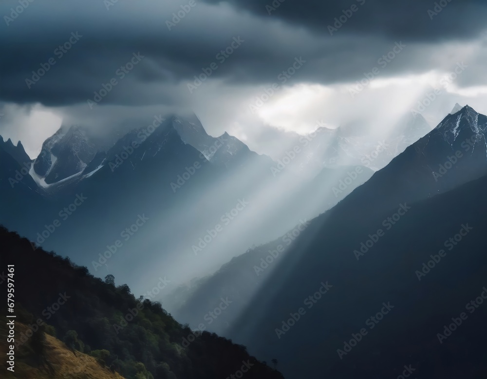 Generated image of a  beautiful sunny morning of the Himalayan mountains
