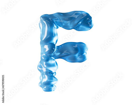 Letters made of blue water like wavy liquid. 3d illustration of red alphabet isolated on white background © eranicle