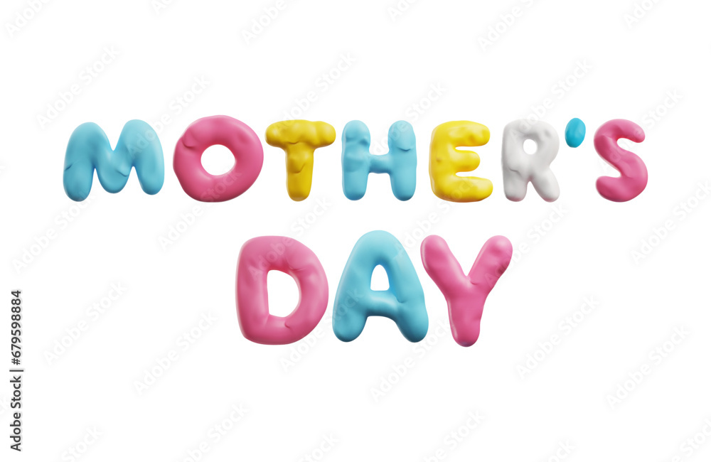 Colorful plasticine inscription Mother's Day 3D style, vector illustration