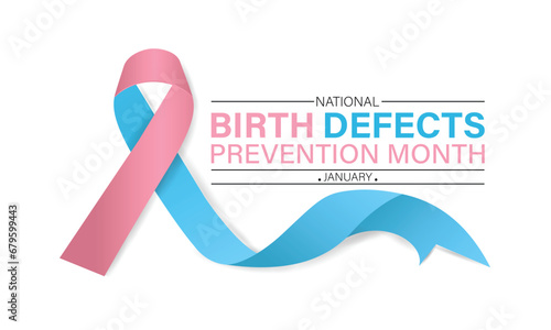 Birth Defects Awareness Month Vector Illustration. Banner, poster, card, background design with ribbon and show shadow design.