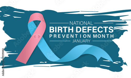 Birth Defects Awareness Month Vector Illustration. Banner, poster, card, background design with ribbon and show shadow design.