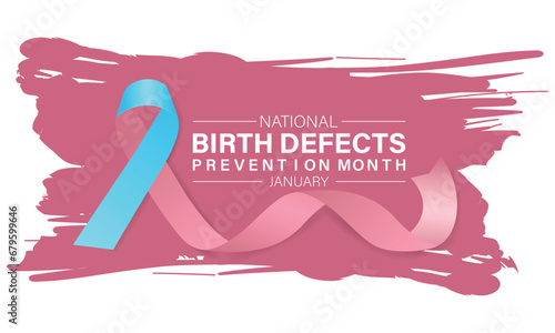 Birth Defects Awareness Month Vector Illustration. Banner, poster, card, background design with ribbon and show shadow design.