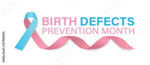 Birth Defects Awareness Month Vector Illustration. Banner, poster, card, background design with ribbon and show shadow design.