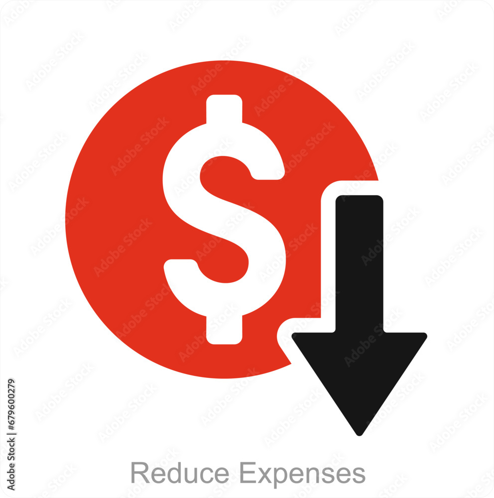 Reduce Expenses and low icon concept Reduce Expenses and low icon concept
