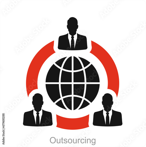 Outsourcing and hr icon concept 